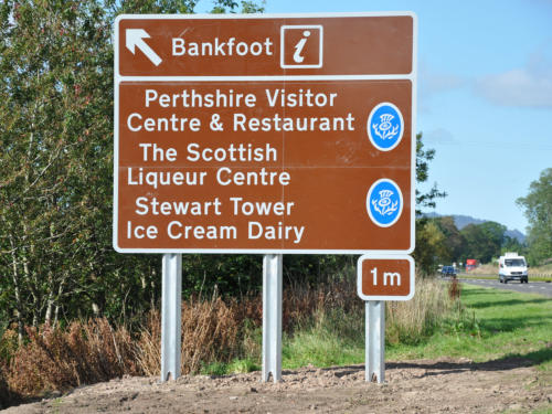Road sign with Passive Sign Support by road in Scotland